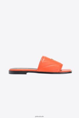 Sandals | Pinko Quilted nappa leather slip-ons BRIGHT ORANGE FTB64L1113 Pinko Bags Uk