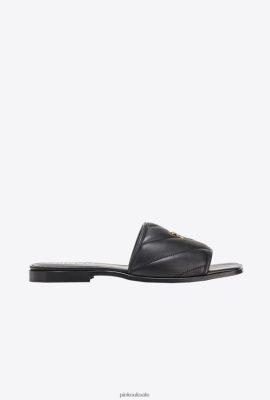 Sandals | Pinko Quilted nappa leather slip-ons LIMO BLACK FTB64L1111 Pinko Dress Uk