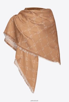 Scarves | Pinko Large Monogram scarf BEIGE/ECRU FTB64L1267 Pinko Dress Uk