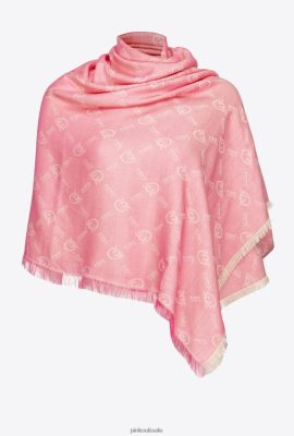 Scarves | Pinko Large Monogram scarf MULTICOLOUR - NUDE/FUCHSIA FTB64L1266 Pinko Bags Uk
