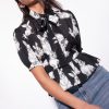 Shirts | Pinko Cropped shirt with rabbit print BLACK/GREY/WHITE FTB64L296 Pinko Uk