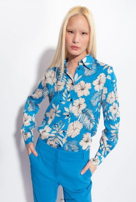Shirts | Pinko Graphic floral shirt TURQUOISE/BUTTER/BLACK FTB64L228 Pinko Bags Uk