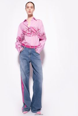 Shirts | Pinko Long tropical-print shirt EVENING RAIN FTB64L252 Pinko Bags Uk