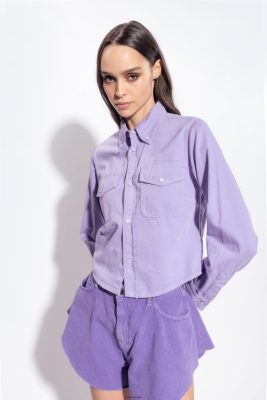 Shirts | Pinko Short coloured drill shirt PURPLE FTB64L270 Pinko Bags Uk