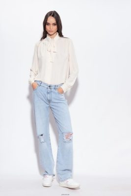 Shirts | Pinko Silk-blend pussy-bow shirt PINK SMOKE WHITE FTB64L231 Pinko Bags Uk