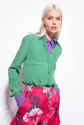 Shirts | Pinko Silk-blend shirt with breast pocket AMAZON FTB64L240 Pinko Bags Uk