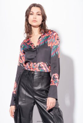 Shirts | Pinko Tropical satin shirt MULTI. BLACK/RED FTB64L313 Pinko Dress Uk