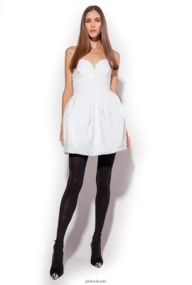 Short Dresses | Pinko Galleria full-sequin mini balloon dress OFF-WHITE FTB64L205 Pinko Dress Uk