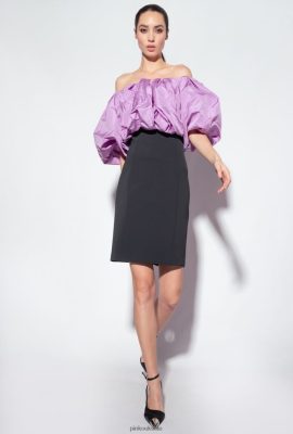 Short Dresses | Pinko Galleria taffeta mini dress BLACK/LILAC FTB64L210 Pinko Bags Uk