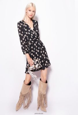 Short Dresses | Pinko Graphic floral mini dress BLACK/ECRU FTB64L57 Pinko Bags Uk