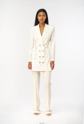 Short Dresses | Pinko Lace-up blazer dress PINK SMOKE WHITE FTB64L125 Pinko Uk