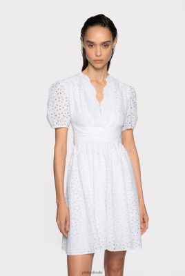 Short Dresses | Pinko Mini dress with broderie anglaise BRIGHT WHITE FTB64L58 Pinko Dress Uk