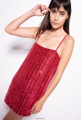 Short Dresses | Pinko Mini dress with rectangular sequins RASPBERRY RED FTB64L134 Pinko Uk