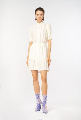 Short Dresses | Pinko Mini marocain shirt dress MERINGUE WHITE FTB64L18 Pinko Bags Uk