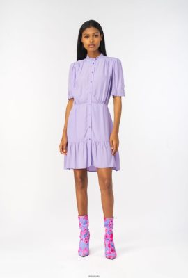 Short Dresses | Pinko Mini marocain shirt dress PURPLE TULIP FTB64L19 Pinko Dress Uk