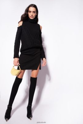 Short Dresses | Pinko Miniskirt with slit LIMO BLACK FTB64L924 Pinko Bags Uk