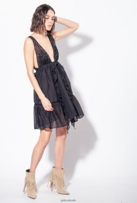 Short Dresses | Pinko Muslin mini dress LIMO BLACK FTB64L60 Pinko Bags Uk