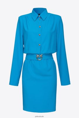 Short Dresses | Pinko Shirt dress with Love Birds buckle DIRECTOR BLUE FTB64L127 Pinko Dress Uk