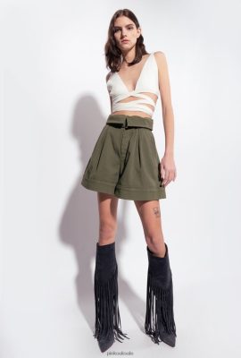 Shorts | Pinko Belted high-waisted shorts RIFLE GREEN FTB64L752 Pinko Uk
