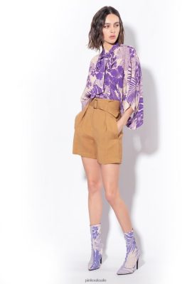 Shorts | Pinko Belted linen shorts MUSTARD FTB64L687 Pinko Bags Uk