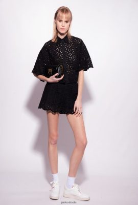 Shorts | Pinko Broderie anglaise shorts LIMO BLACK FTB64L699 Pinko Bags Uk