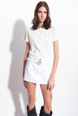 Shorts | Pinko Mini skirt-style shorts with belt BRIGHT WHITE FTB64L674 Pinko Uk