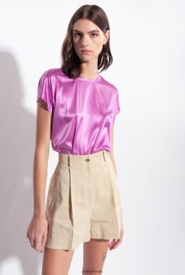 Shorts | Pinko Stretch linen shorts FROSTED ALMOND BEIGE FTB64L701 Pinko Uk