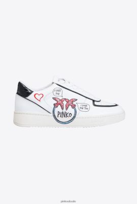 Sneakers | Pinko Flat sneakers with graffiti detail WHITE/RED/BLACK FTB64L1120 Pinko Dress Uk