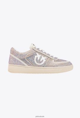 Sneakers | Pinko Flat suede sneakers with all-over rhinestones OFF-WHITE FTB64L1064 Pinko Uk