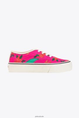 Sneakers | Pinko Floral-print skater shoes MULTICOLOUR - FUCHSIA/GREEN FTB64L1068 Pinko Bags Uk
