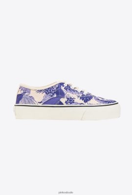 Sneakers | Pinko Floral-print skater shoes WHITE/PURPLE FTB64L1069 Pinko Dress Uk