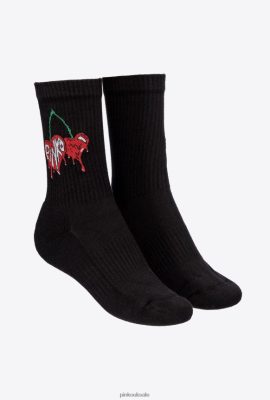 Socks | Pinko Sporty jacquard cherry socks MULTI. BLACK/RED FTB64L1274 Pinko Uk