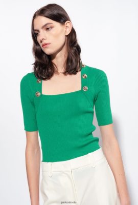 Sweaters | Pinko Rib-knit top with golden buttons AMAZON FTB64L491 Pinko Uk