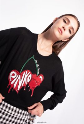 Sweatshirts | Pinko Sweater with cherry embroidery MULTI. BLACK/RED FTB64L551 Pinko Uk