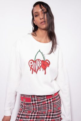 Sweatshirts | Pinko Sweatshirt with cherry print SILK WHITE FTB64L532 Pinko Dress Uk
