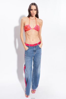 Swimwear | Pinko Floral bikini top with rhinestones MULT.PINK/ORANGE FTB64L945 Pinko Bags Uk