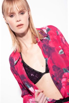 Swimwear | Pinko Sequinned triangle bikini top INTENSE PURPLE FTB64L946 Pinko Dress Uk