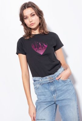 T-Shirt | Pinko Heart-print T-shirt LIMO BLACK FTB64L419 Pinko Uk