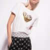 T-Shirt | Pinko Heart-print T-shirt SILK WHITE FTB64L418 Pinko Dress Uk
