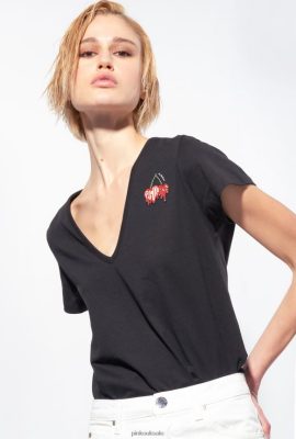 T-Shirt | Pinko T-shirt with cherry embroidery LIMO BLACK FTB64L454 Pinko Dress Uk