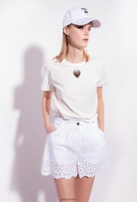 T-Shirt | Pinko T-shirt with heart embroidery SILK WHITE FTB64L446 Pinko Uk