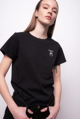 T-Shirt | Pinko T-shirt with mini Love Birds embroidery LIMO BLACK FTB64L494 Pinko Uk