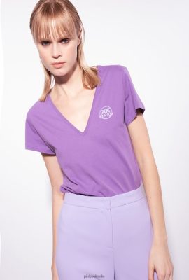 T-Shirt | Pinko V-neck T-shirt with logo LAVENDER LILAC FTB64L397 Pinko Dress Uk