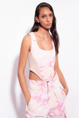 Top | Pinko Camouflage bull bustier top MULTI.NUDE/PINK FTB64L427 Pinko Dress Uk