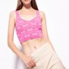 Top | Pinko Monogram jacquard crop top FUCHSIA/PINK FTB64L422 Pinko Uk