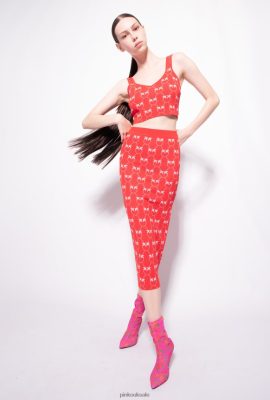 Top | Pinko Monogram jacquard crop top RED/PINK FTB64L423 Pinko Bags Uk