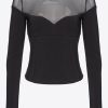 Top | Pinko Neoprene and tulle top LIMO BLACK FTB64L473 Pinko Uk