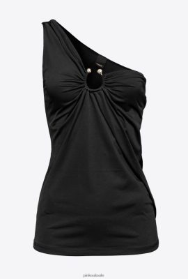 Top | Pinko One-shoulder top with ring LIMO BLACK FTB64L462 Pinko Bags Uk