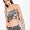 Top | Pinko Sequinned crop top with fade effect GOLD/SILVER FTB64L317 Pinko Uk