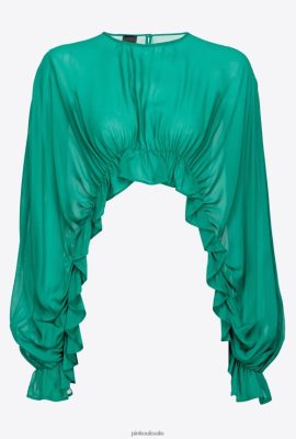 Top | Pinko Shrug top with frills RUBBER CARAMEL FTB64L487 Pinko Dress Uk